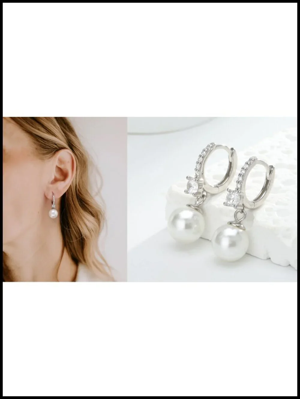 925 Sterling Silver Pearl Dangle Earrings Hypoallergenic Drop Earrings for Women